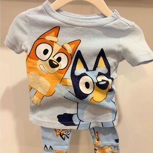 Bluey Kids Pajama Set - Light Blue and Orange